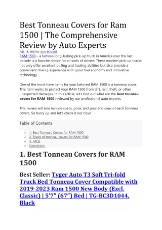 Best Tonneau Covers for Ram 1500