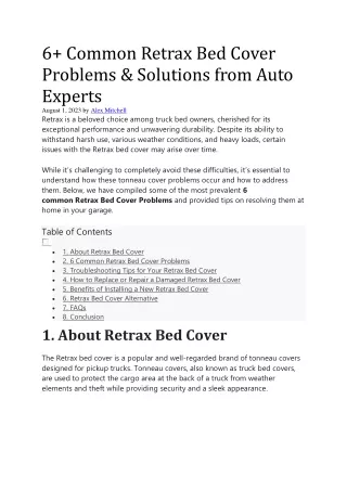 6  Common Retrax Bed Cover Problems & Solutions from Auto Experts