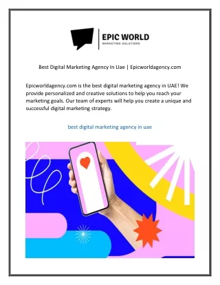 Best Digital Marketing Agency In Uae Epicworldagency.com