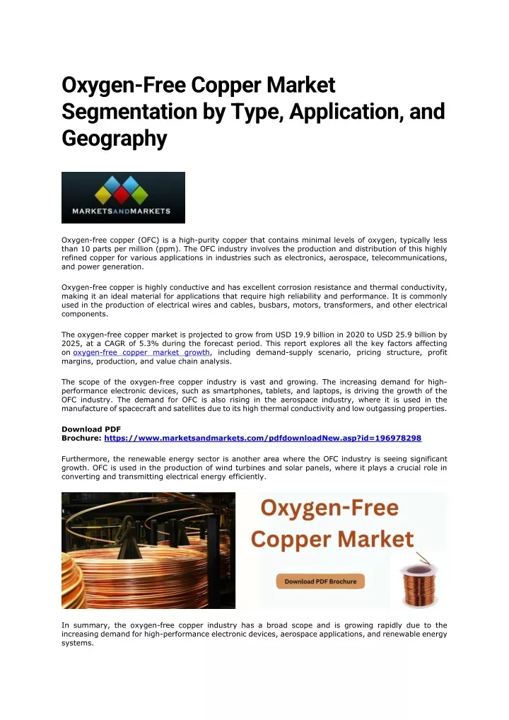 oxygen free copper market segmentation by type