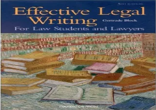 (PDF) Effective Legal Writing For Law Students and Lawyers (Coursebook) Free