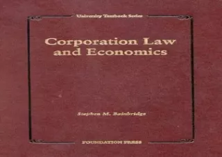Download Bainbridge's Corporations: Law and Economic Analysis (University Textbo