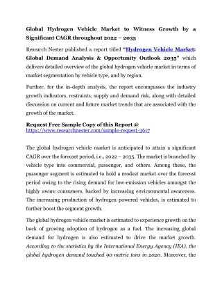 Global Hydrogen Vehicle Market to Witness Growth by a Significant CAGR throughou