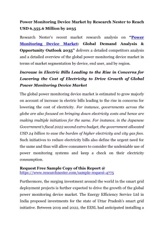 Power Monitoring Device Market by Research Nester to Reach USD 6,355.6 Million