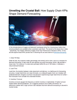 Unveiling the Crystal Ball: How Supply Chain KPIs Shape Demand Forecasting