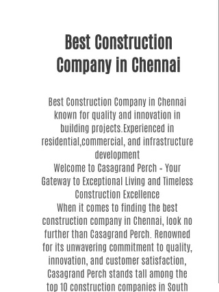 Best Construction Company in Chennai