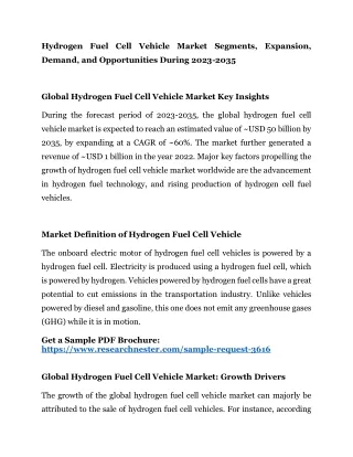 Hydrogen Fuel Cell Vehicle Market Segments, Expansion, Demand, and Opportunities