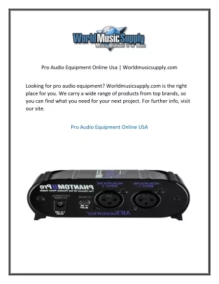 Pro Audio Equipment Online Usa Worldmusicsupply.com