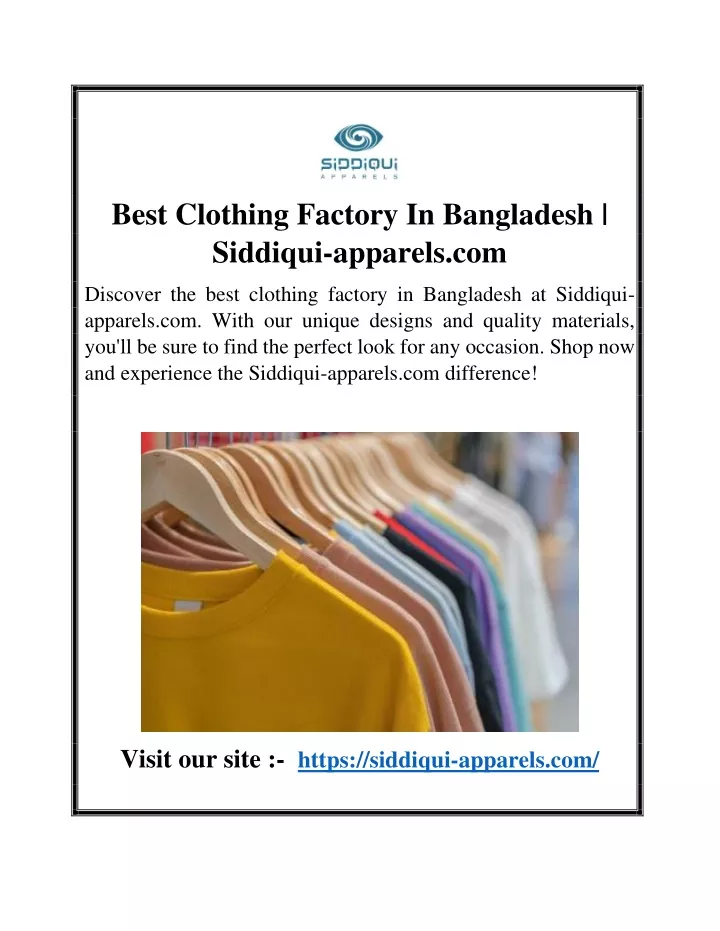 best clothing factory in bangladesh siddiqui