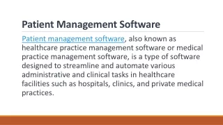 Patient Management Software