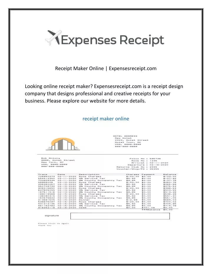 receipt maker online expensesreceipt com