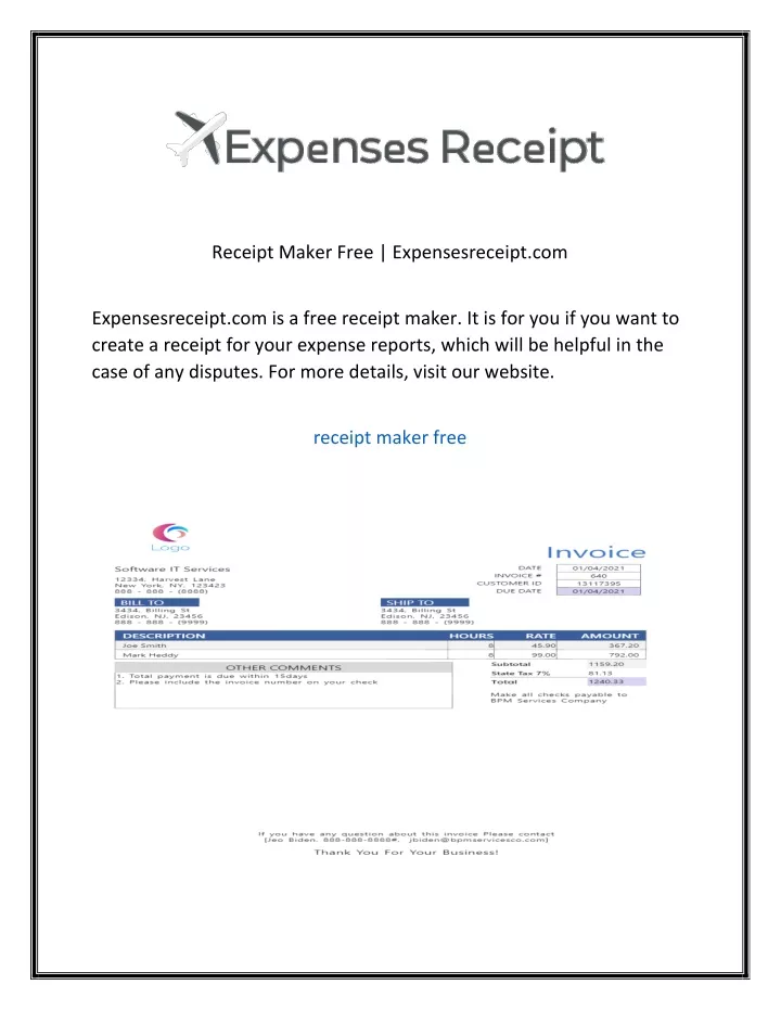 receipt maker free expensesreceipt com