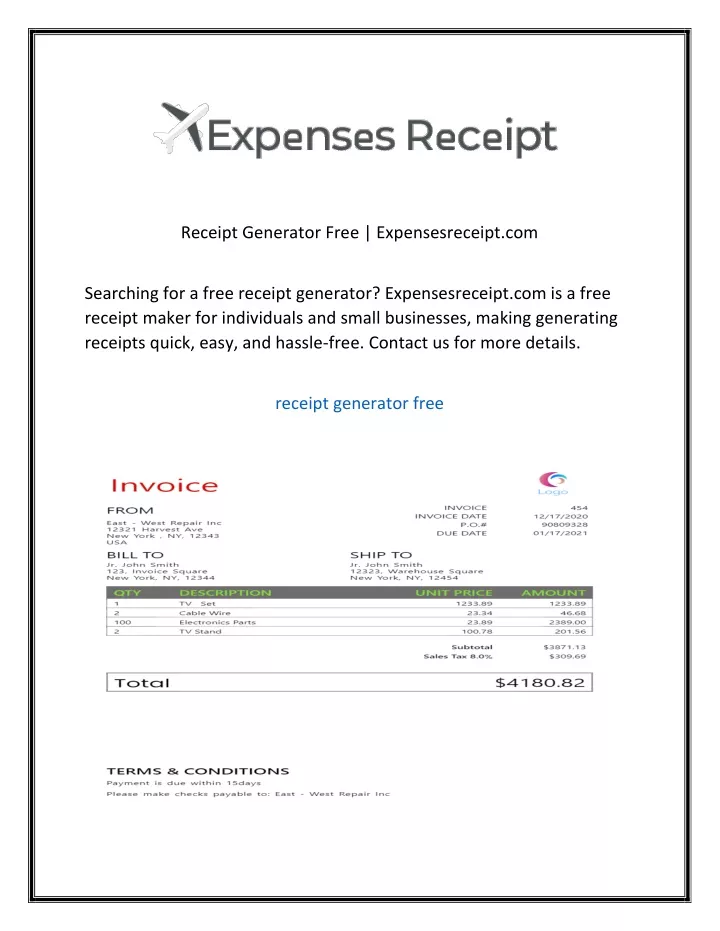 receipt generator free expensesreceipt com