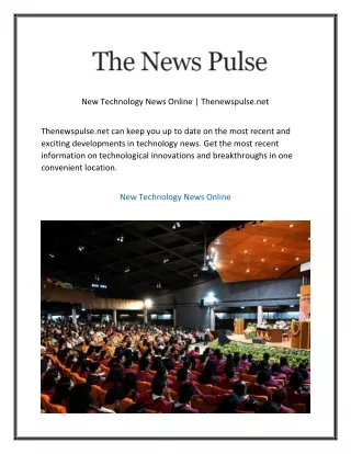 New Technology News Online  Thenewspulse.net