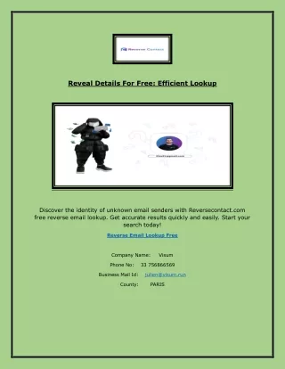 reveal details for free efficient lookup