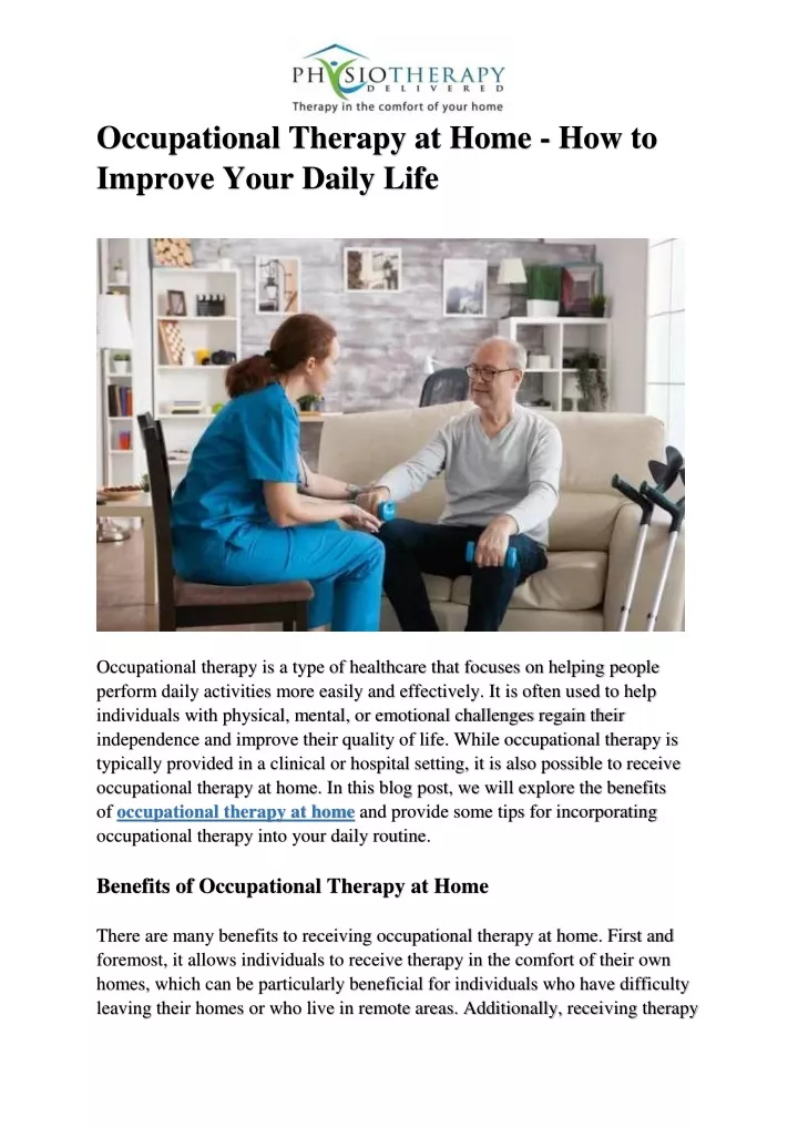 occupational therapy at home how to improve your