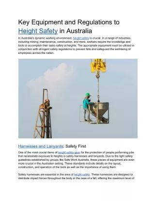 Key Equipment and Regulations to Height Safety in Australia