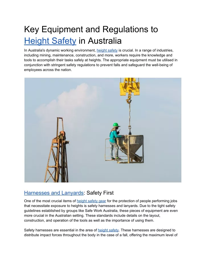key equipment and regulations to height safety