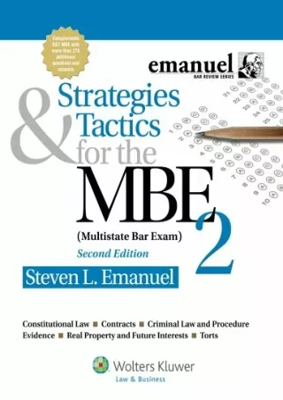 PDF/READ Strategies & Tactics for the MBE 2, Second Edition (Emanuel Bar Review Series)