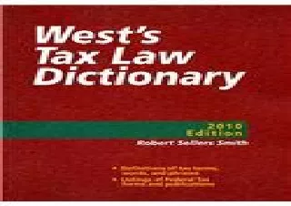 DOWNLOAD [PDF] West's Tax Law Dictionary, 2010 ed.