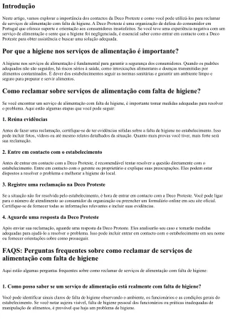 Deco Proteste Contactos: saiba como reclamar de serviços de alimentação com falt