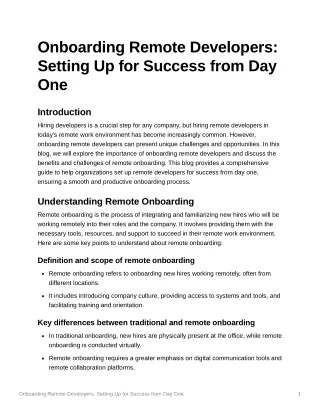 onboarding remote developers setting