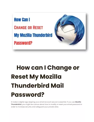How can I Change or Reset My Mozilla Thunderbird Mail Password