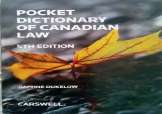 (PDF)FULL DOWNLOAD Pocket Dictionary of Canadian Law 5th Edition