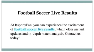 Football Soccer Live Results