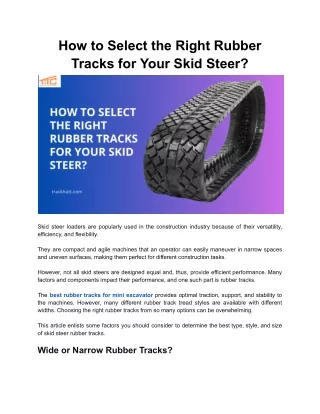 how to select the right rubber tracks for your