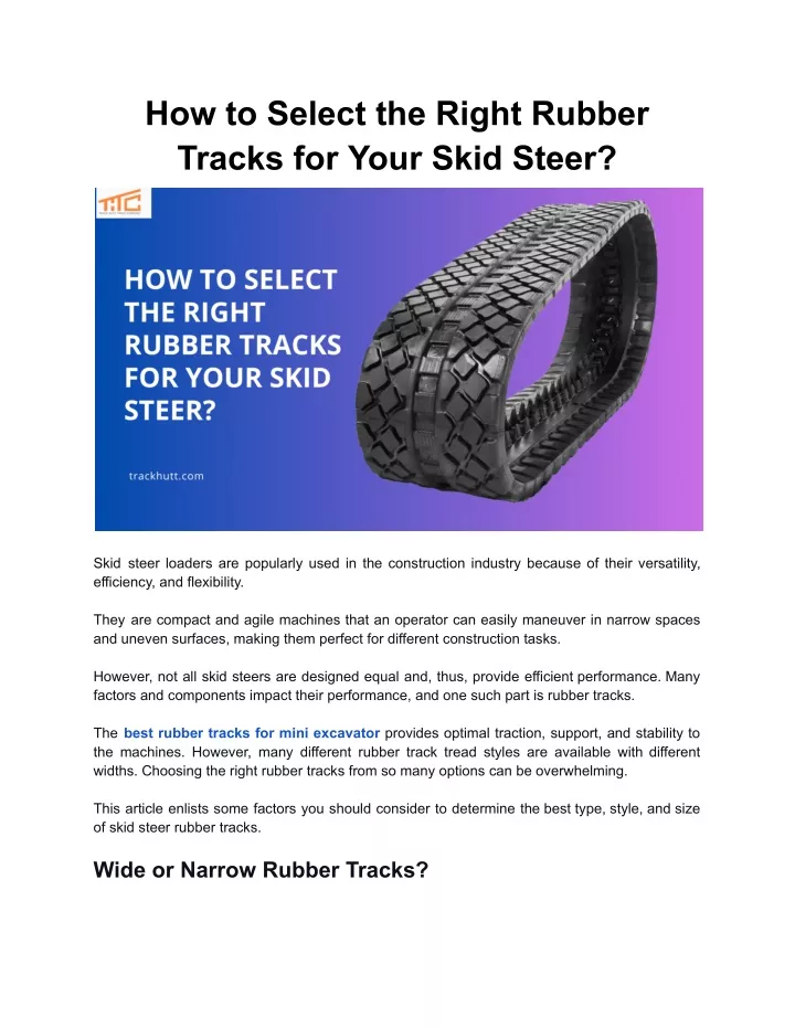 how to select the right rubber tracks for your