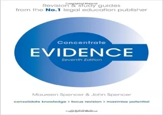 READ EBOOK (PDF) Evidence Concentrate: Law Revision and Study Guide