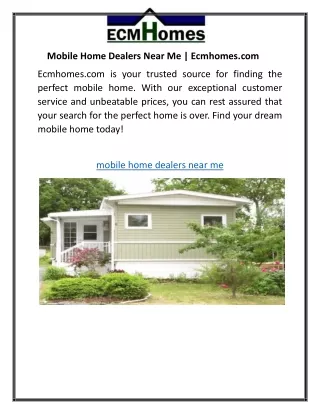 Mobile Home Dealers Near Me