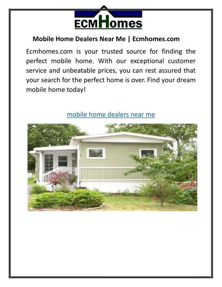 mobile home dealers near me ecmhomes com