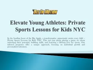 Elevate Young Athletes: Private Sports Lessons for Kids NYC