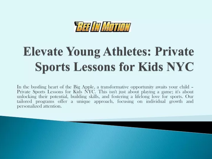 elevate young athletes private sports lessons for kids nyc