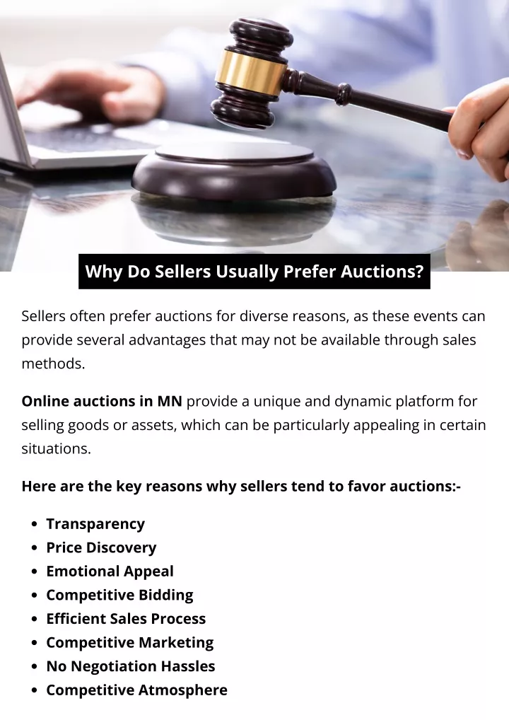 why do sellers usually prefer auctions