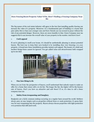 Does Fencing Boost Property Value? If So, How? Finding a Fencing Company Near Me