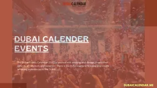 Dubai Calender events