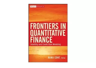 Ebook download Frontiers in Quantitative Finance Volatility and Credit Risk Mode