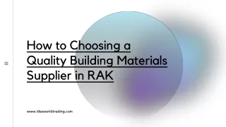 How to Choosing a Quality Building Materials Supplier in RAK