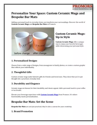 Personalize Your Space Custom Ceramic Mugs and Bespoke Bar Mats