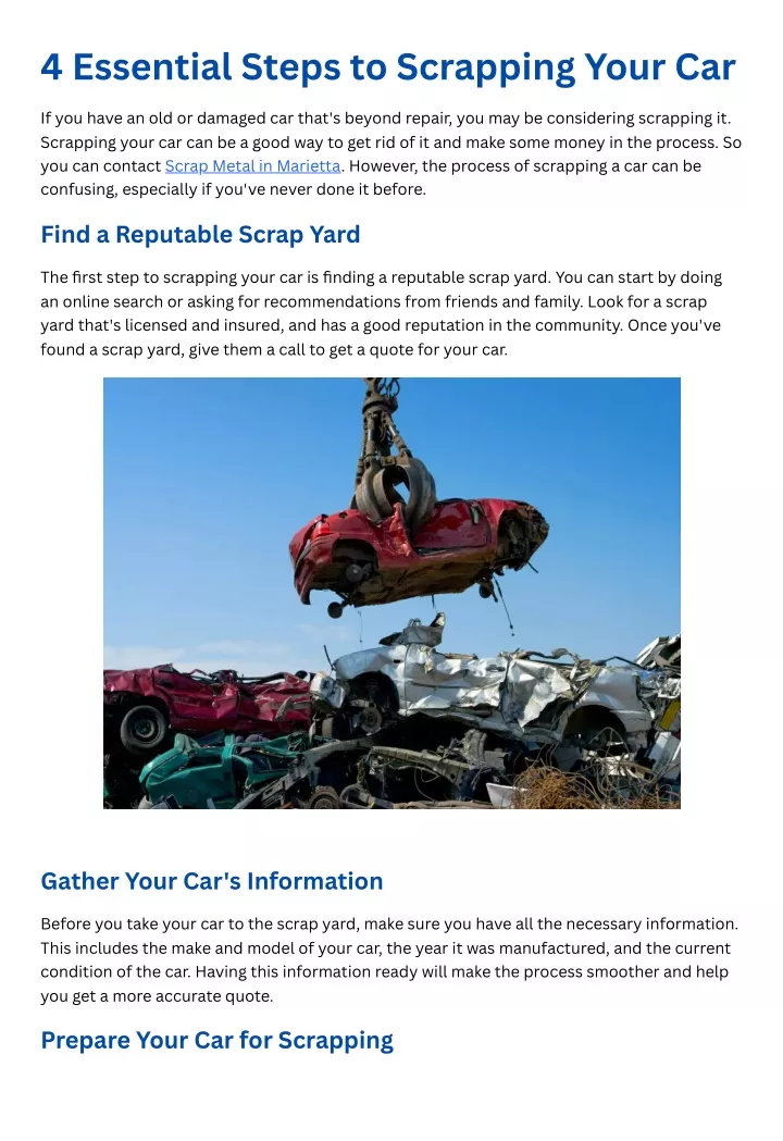 4 essential steps to scrapping your car
