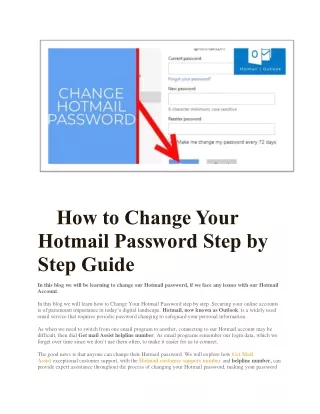 How to Change Your Hotmail Password Step by Step Guide