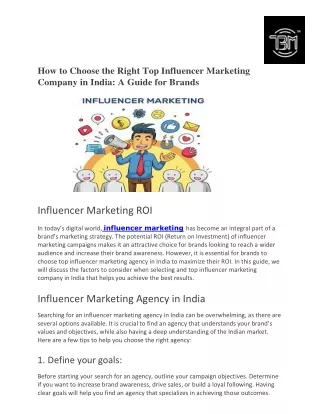 How to Choose the Right Top Influencer Marketing Company in India.