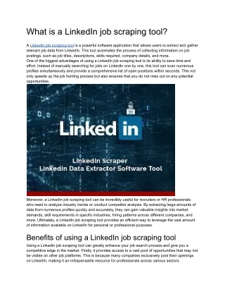 What is a LinkedIn job scraping tool