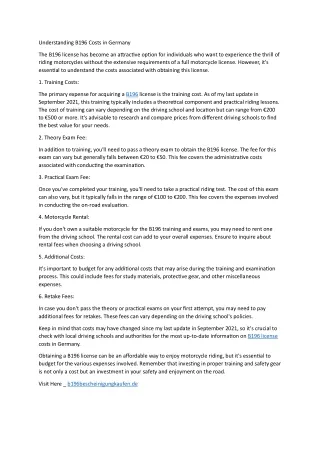 understanding b196 costs in germany