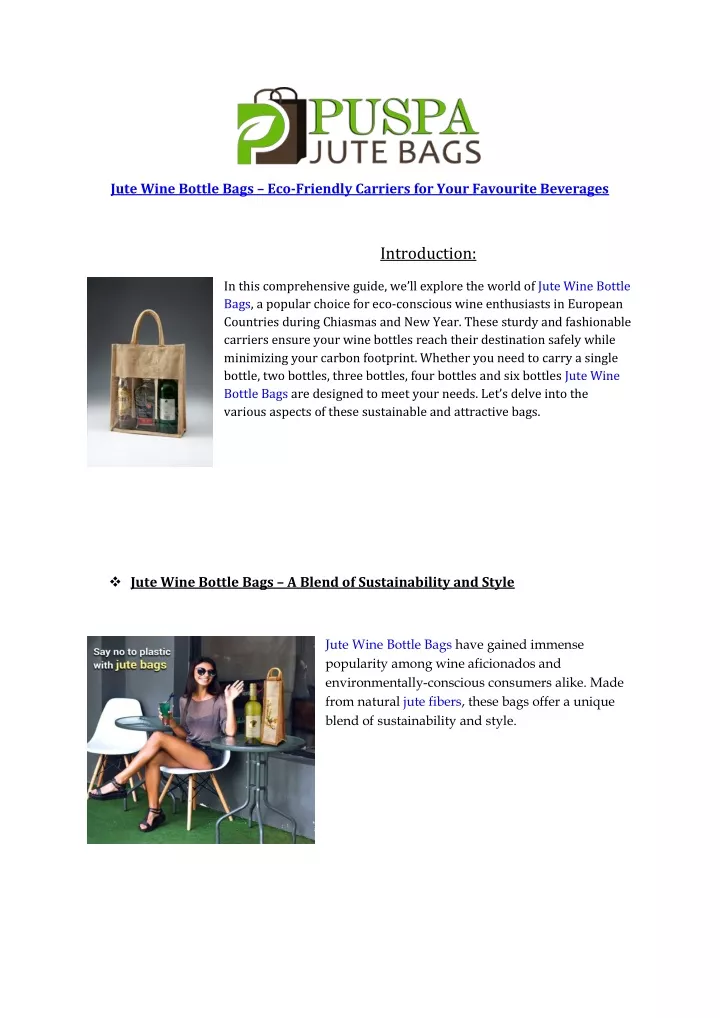 jute wine bottle bags eco friendly carriers