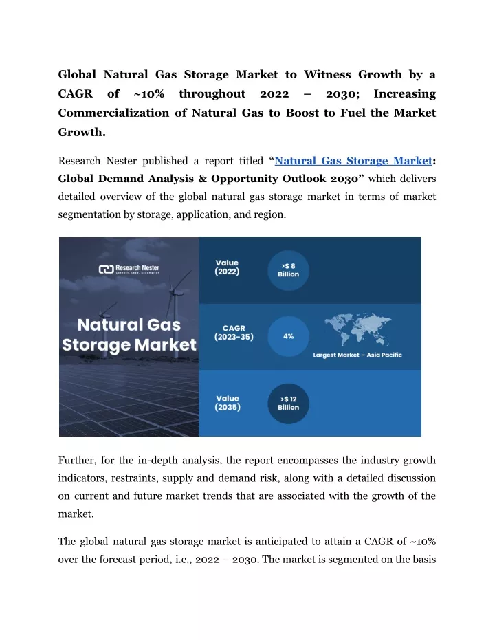 global natural gas storage market to witness