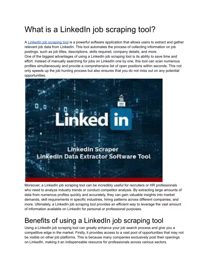 what is a linkedin job scraping tool